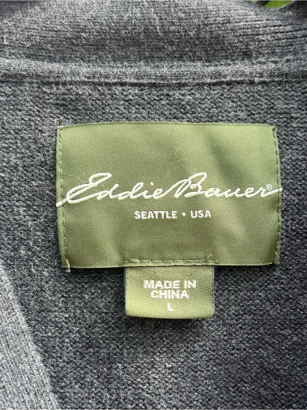 Eddie Bauer Men’s Gray Cotton Cashmere Blend Cardigan Sweater Size L Grandpacore